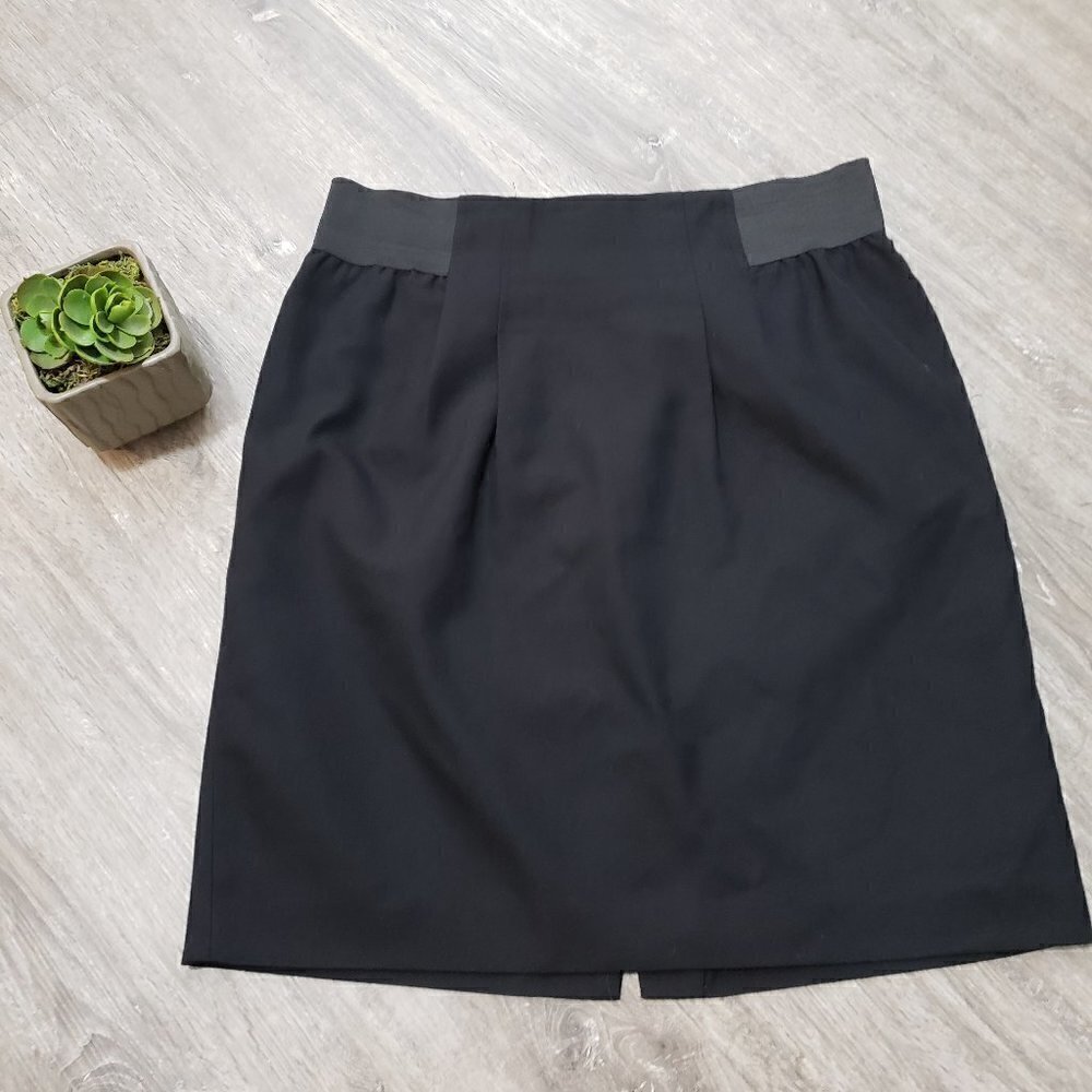 RW&Co Pencil Skirt Black Pleated With Elastic Insert Sz L